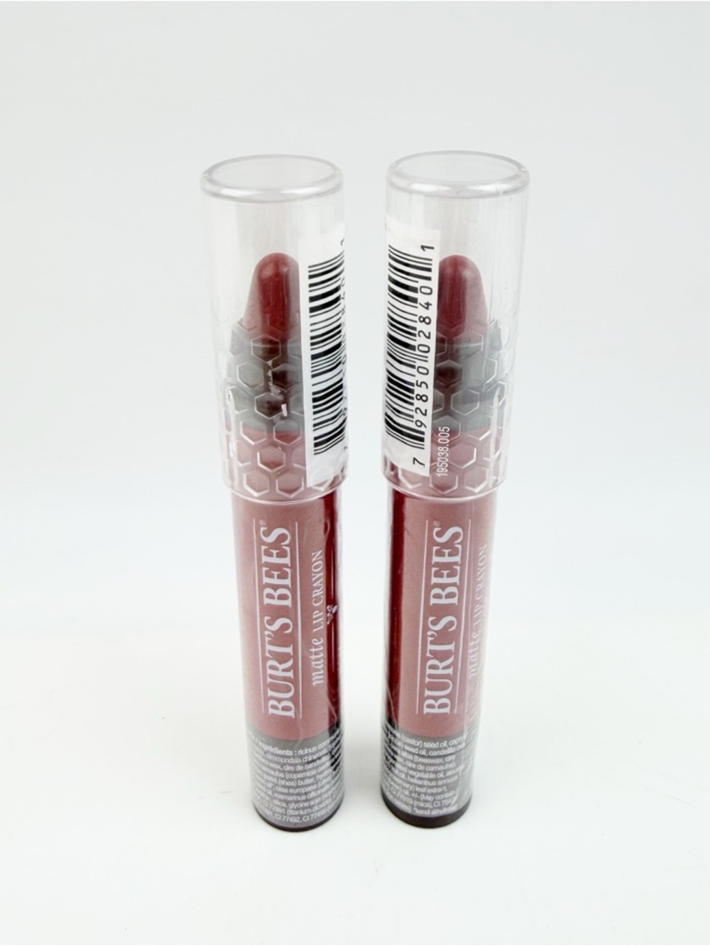 TWO Burt's Bees Matte Lip Crayon Redwood Forest #411 New Sealed .11 oz